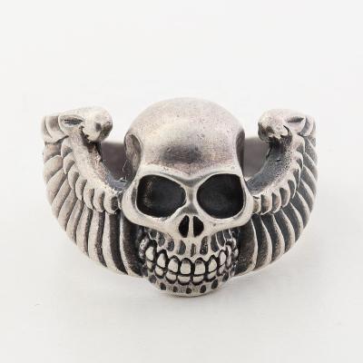 China Punk Made In China Sterling Silver 925 Fashionable Vintage Punk Ring Skull Shape Rings For Men for sale