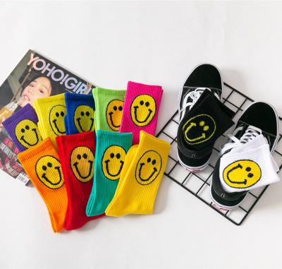 China 2021 fall women's normal clothes smile face socks street fashion long tube cotton socks for sale