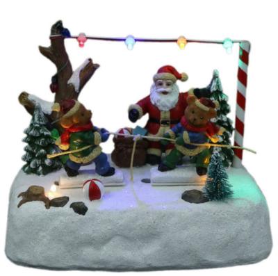 China Resin Artificial Cheap Christmas Ornaments Artificial LED Light Christmas Decoration Resin Sculpture for sale