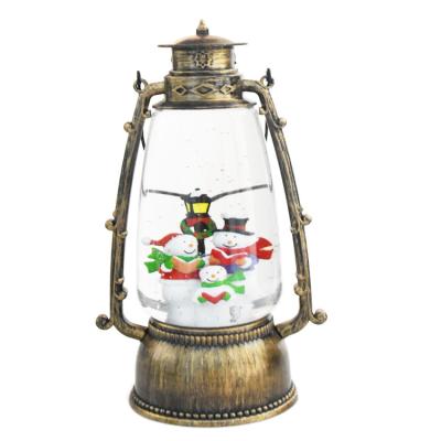 China New Classic Style Snowman Christmas Water Lamp Led Rechargeable Lantern Christmas Water Light Lantern for sale