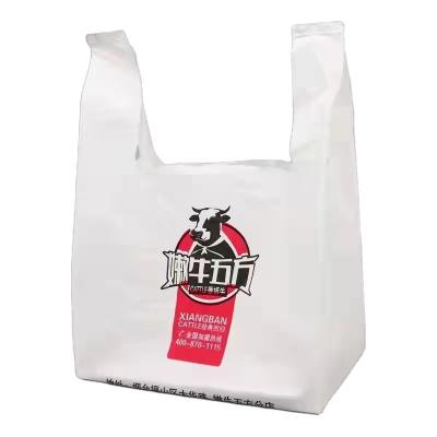 China Recyclable Wholesale Custom Cheap Plastic GroceriesT-Shirt Shopping Bag for sale