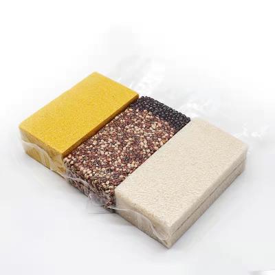 China Clear Plastic Barrier Rice Brick Food Packaging Vacuum Sealer Heat Sealer Bag For Rice Beans Mixed Grain for sale