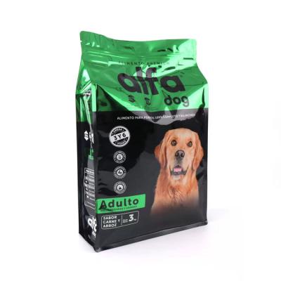 China Plastic Barrier 1KG 2KG 2.5KG Stand Up Flat Square Bottom Seal Packing Eight Side Bag Reuse Dog Cat Food Treat Ziplock Pouch for sale