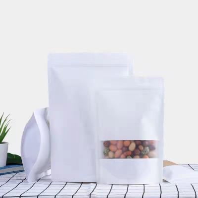 China Moisture Proof Stand Up Bags Doypack Pouches Food Packaging Plain Resealable Paper White Ziplock Heat Seal Bags With Matte Window for sale