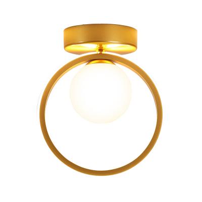 China Outdoor Mounted Modern Minimalist Ceiling Light for Cloakroom Balcony Gold Glass Ball Around G9 Bulb Decoration Aisle Corridor Lamp Home Fixtures for sale