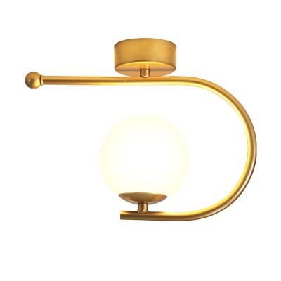 China Surface Mounted Nordic Gold Ceiling Lamp for Muster Chandelier Fixtures Indoor Home Decoration Glass Ball Cloakroom Porch Entryway Simplicity for sale