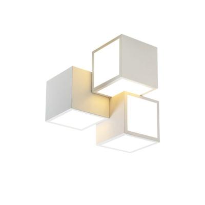 China Surface Mounted Modern Led Combination Ceiling Lamp For Living Room Bedroom Kitchen Corridor Creativity Cube Chandelier Black White Lighting for sale