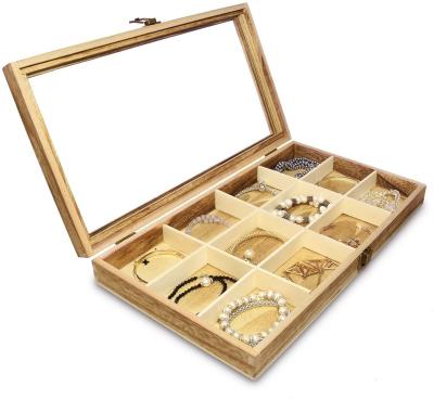 China Wooden Jewelry Store Jewelry Storage Tray Box With Glass Lid Collection Gemstone Wooden Display Box for sale