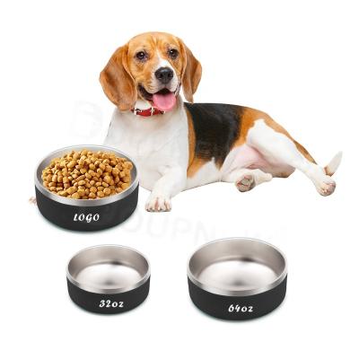 China Sustainable Custom Logo Color Pet Dog Water Bowl No Spill Stainless Steel Pet Bowls Feeders Stainless Steel Water Bowl for sale