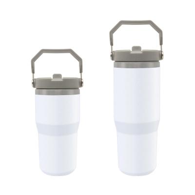 China Disposable 800ml Stainless Water Tumbler Insulated Thermal Tumbler Mug With Handle And Straw For Gym Sports for sale