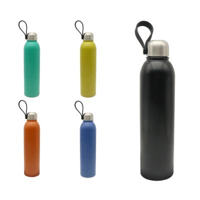 China PORTABLE Single Wall Water Bottle Customized Metal Water Bottle Sport Bottle With Rubber Handle for sale