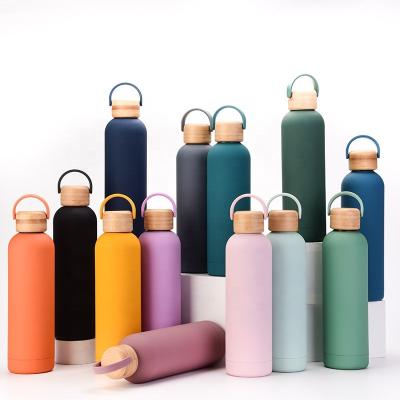 China PORTABLE Wholesale Water Bottles Double Wall Vacuum Stainless Steel Water Bottle Stainless Steel Water Bottle Bamboo Lid for sale