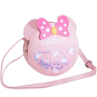 China Fashion Kids Pink Bowknot Shoulder Bag Lovely Girls Invent Purse Bag Minnie Mouse Ear Kids Sequins Bag for sale