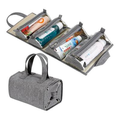 China 2022 Fashion Custom Makeup Bag Travel Organize To Make Up Brush Holder Pocket Hanging Roll Up Toiletry Bag for sale