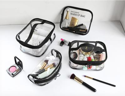 China 2022 Fashion Custom Clear Cosmetic Makeup Up Toiletry Bag Women PVC Makeup Bag Set Travel for sale