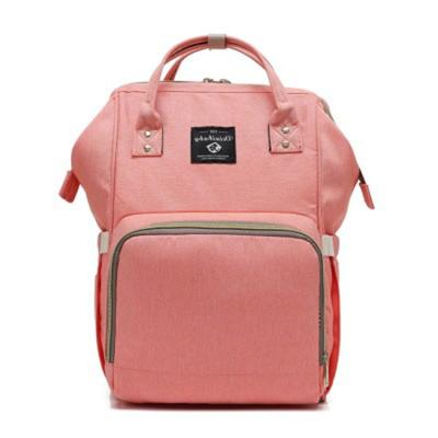 China Multi-Function Backpack Moq Polyester Low Moq Diaper Bags Mommy Pink Baby Bag for sale