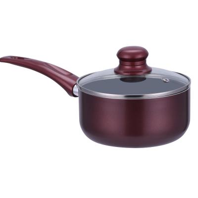 China Durable Hot Selling Cookware With Bakelite Handle Set Aluminum Cookware Round Sauce Pan Non-Stick Coating Te koop