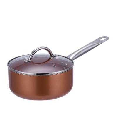 China Viable Pressed Aluminum Non-Stick Cookware Round Sauce Pan Milk Pot for Home Kitchen for sale