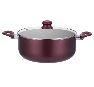 Cina Durable High Quality Aluminum Round Casserole With Glass Lid Nonstick Coating With Bakelite Handle in vendita