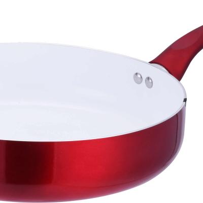 China Durable Premium Quality Rubber Cookware Set With Bakelite Handle Aluminum Cookware Round Frying Pan Non-Stick Ceramic Coating for sale