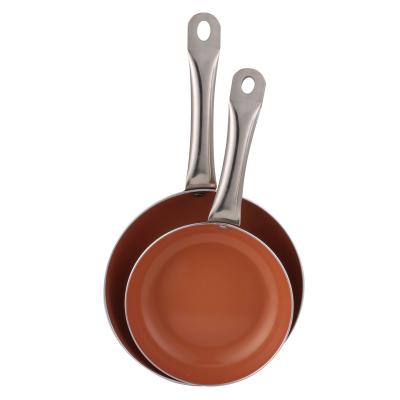 China Sustainable High Quality Cookware Set Kitchenware Aluminum Frying Pan Nonstick Coated Stainless Steel Handle Induction Bottom Te koop