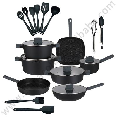 Cina Professional Manufacturing Sustainable 12 Piece Cookware Set Aluminum Tava Cookware Set Nonstick Marble Coated With Bakelite Handle in vendita