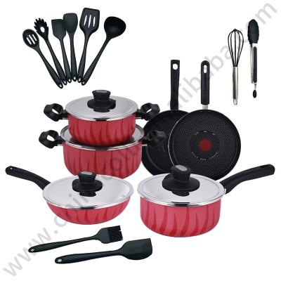 中国 Sustainable 10Pcs Cookware Set Kitchen Dish Sauce Pan Fry Pan Wok Casserole Aluminum Pancake Pan Set Non Stick Liner For Cooking Cooking 販売のため