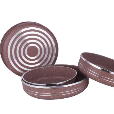 中国 Sustainable Manufacture 4Pcs Professional Cookware Set Non Aluminum Kitchenware Stick Marble Oventray Liner 販売のため