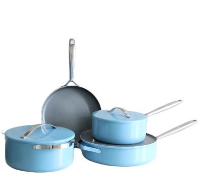 China Sustainable Hot Sale Amazon Induction Bottom Ceramic Cookware Sets Wholesale Aluminum Cookware for sale