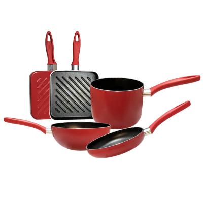 中国 Kitchen use high quality MINI pot and pan viable hot sale aluminum non-stick cookware sets 販売のため