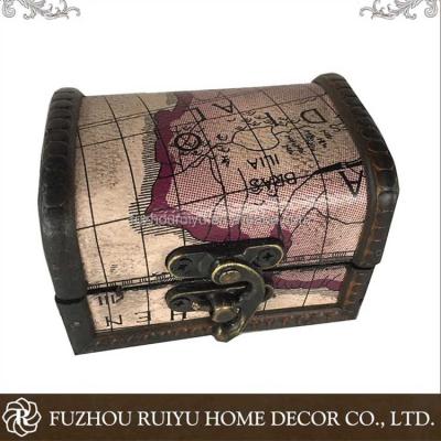 China Other Retro OEM Style Pirate Custom Wholesale Small Wooden Treasure Chest Craft Wooden Box for sale