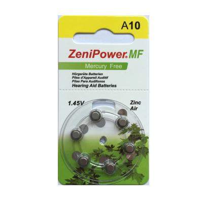 중국 Hearing Aid Power Hearing Aid Battery Zinc Air Battery A10 with 1.45V 판매용