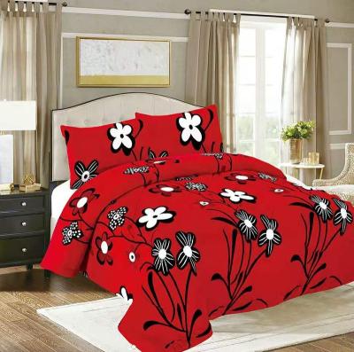 China Super Soft Warm Floral Pattern Flannel 4pcs Bedding Set Fleece Velvet Quilt Cover Bed Skirt Design Bedding Set Home for sale