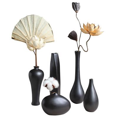 China Chinese Simple Home Decoration Black Ornament Vase Container Planter New Country Flower Supply Vase for sale