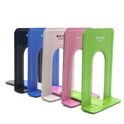 China Simple Popular Simple Colorful Creative Iron Book Stand Student Bookends Central Institute of Statistics Library Solid Color Shelf for sale