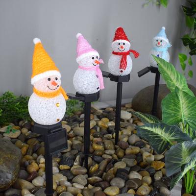 China New Christmas Eclectic Solar Rice Lamp EVA Small Snowman LED Yard Garden Landscape Lighting for sale