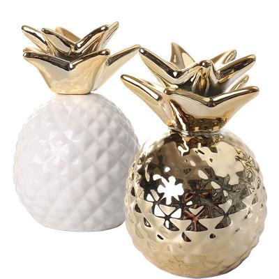 China Creative Coin Bank Money Storage Box Children Money Saving Box Pineapple Shape Coin Promotional Children Ceramic Bank for sale