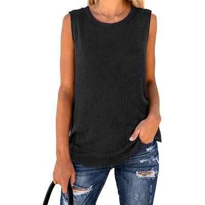 China Custom Made Tank Tops Summer T-shirts Sleeveless Fashion Clothes Anti-pilling Casual Women Knit Beach Women for sale