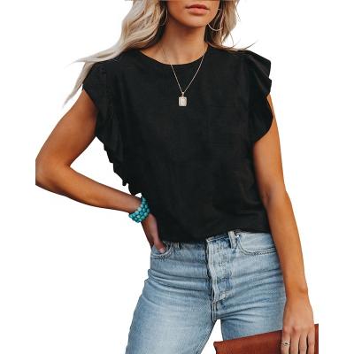 China Ruffles Sleeveless Cotton Women's Anti-Pilling T-Shirts Casual Tanks And Blouse Summer Tops Tank For Women for sale