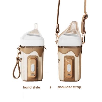 China PU leather Electric Baby travel milk warmer Quick Temperature Heating Sleeve Cover 18w for sale