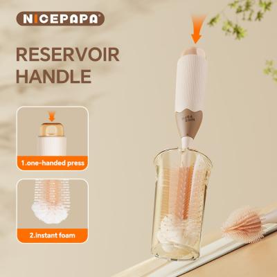 China Easy Operation Liquid Storage Foam Patent Food Grade Silicone nipple Brush Bottle or Baby Products Special for sale