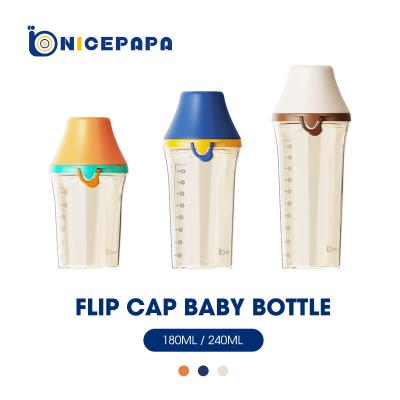 China Flip Cap Infant Feeder Bottle Anti Colic PPSU BPA Free Wide Neck Baby Bottle for sale