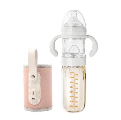 China USB Insulation Baby Bottle Warmer Glass Travel Feeding Set With Adjustment Temperature Quick Flush Milk Cute Baby bottle for sale