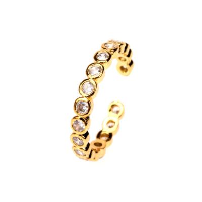 China Hiphop New Deign Zircon For Girl Adjustable Ring 18k Gold Plated Trendy Ring For Women Men for sale