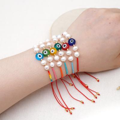 China BOHEMIA Freshwater Pearl Jewelry Bohemian Colored Beaded Jewelry String Jellyfish Red Eye Bracelets for sale