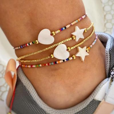 China Handmade Natural BOHEMIA Shell Love Heart Star Japan Imported Beads Miyuki Anklet for sale