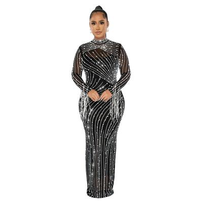 China ZIYA A02S02 2023 Anti-wrinkle Beading Rhinestone Two Piece Long Sleeve Evening Dress For Women for sale