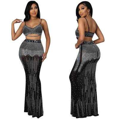 China ZIYA A03S53 Anti-wrinkle fashion party sexy skirts 2 pieces of women crystal rhinestone dress for sale