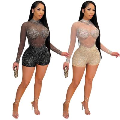 China ZIYA A03S58 lightweight QUICK DRY transparent evening club sexy rhinestone party jumpsuit for sale