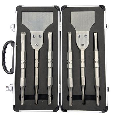 China MASONRY 2 in 1 Tool SDS Plus+Hex Alloy Tip Thin Chisel Scraper Floor Tiles Replacement Blade Chisel Shovel Set for sale